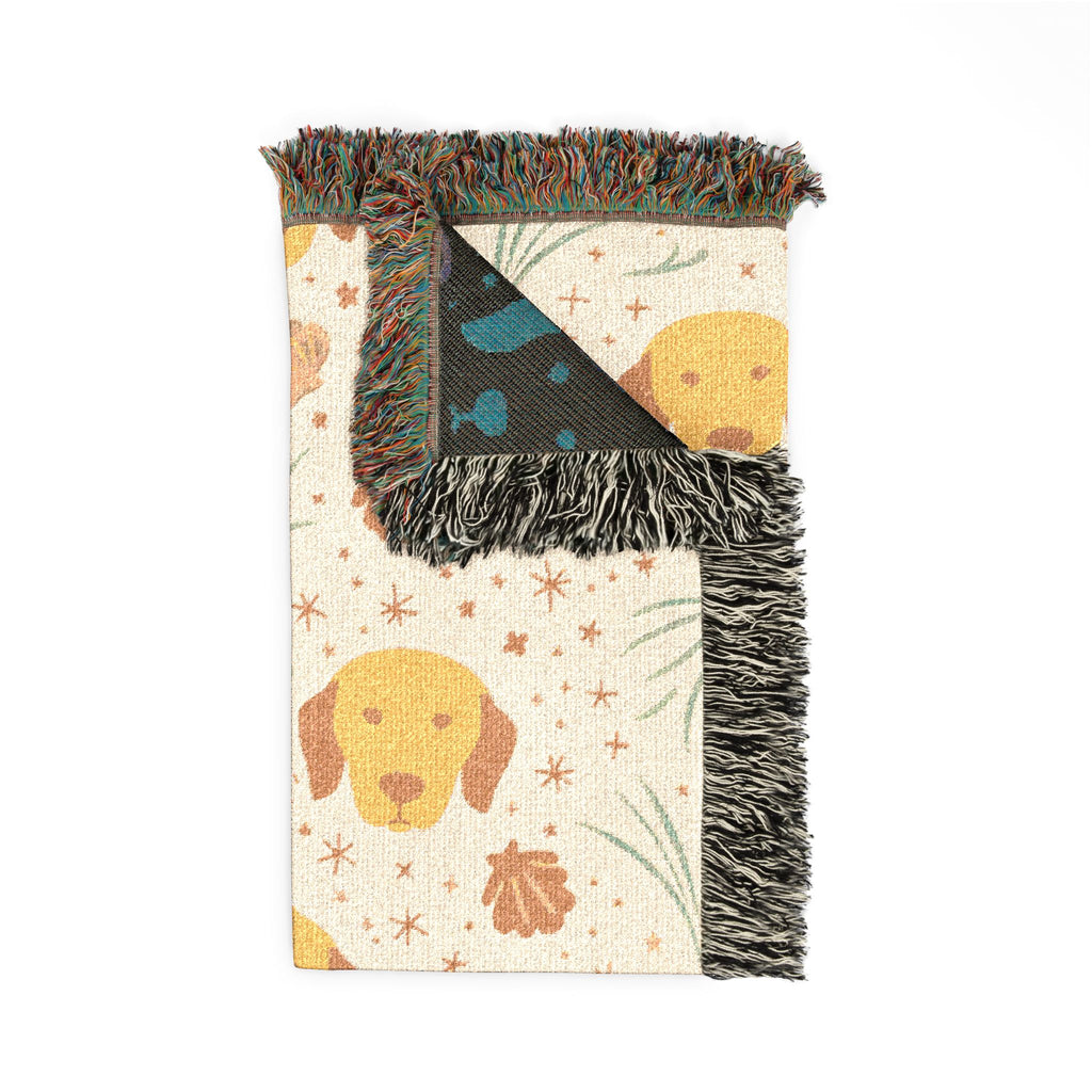 Golden Retriever Coastal Throw Blanket — Liberty-Style Beach Print