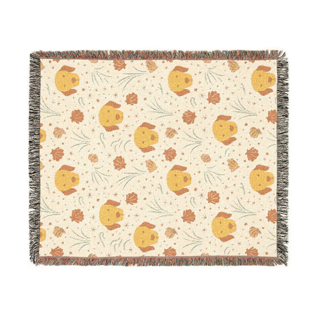 Golden Retriever Coastal Throw Blanket — Liberty-Style Beach Print