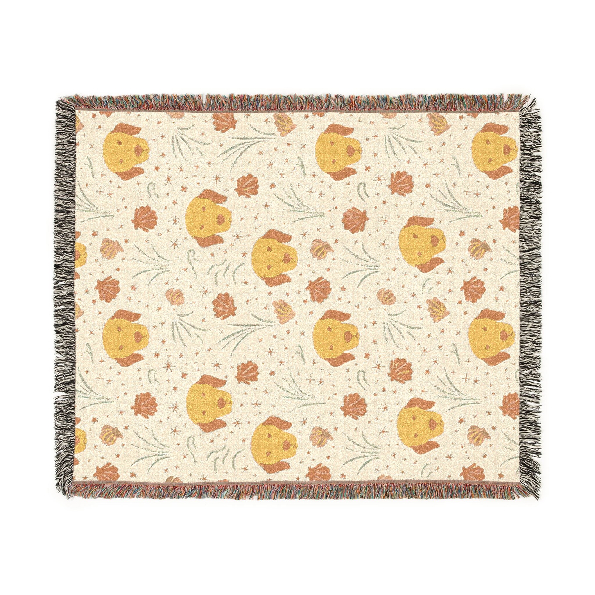 Golden Retriever Coastal Throw Blanket — Liberty-Style Beach Print